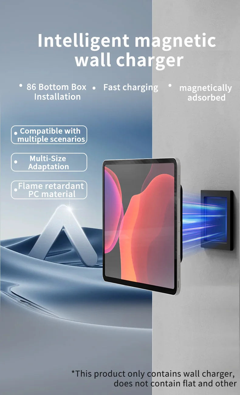 Wall Mounted Tablet Holder Wireless Charger Magnetic Bracket Type-C USBC for Android iPad Home Central Control Panel Accessories