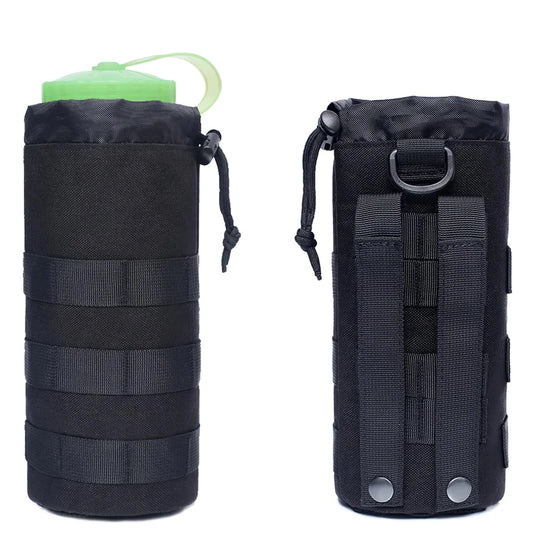 Upgraded Sports Water Bottles Pouch Bag, Tactical Drawstring Molle Water Bottle Holder, Travel Mesh Water Bottle Bag