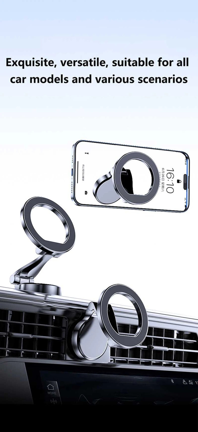 Upgrade MagSafe Car Phone Holder Car Magnetic Phone Stand Strong Magnetic 360°Rotatable Foldable Metal Suction Cup Phone Mount