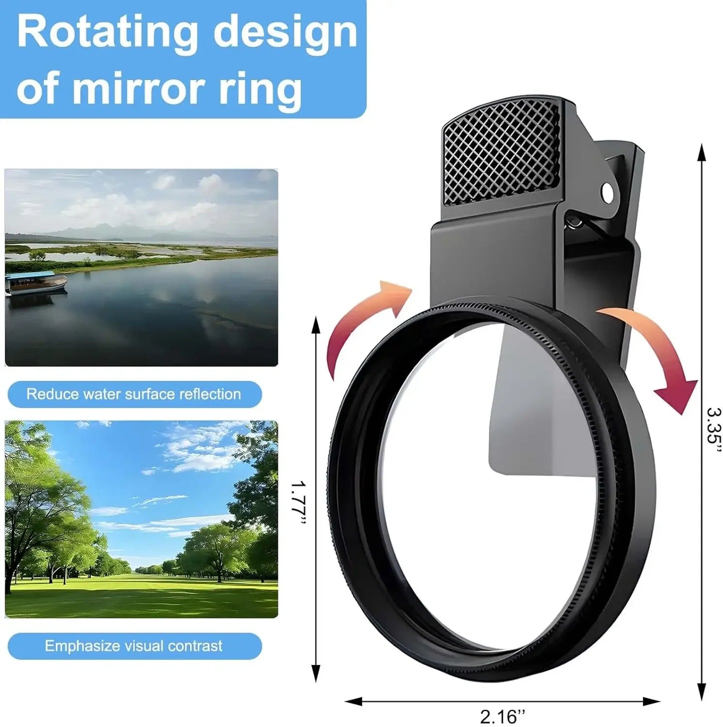 52MM Circular Universal Polarizer Camera Lens Clip Portable CPL Filter Kit Professional Phone Camera Lens For iPhone 16 15 14 13