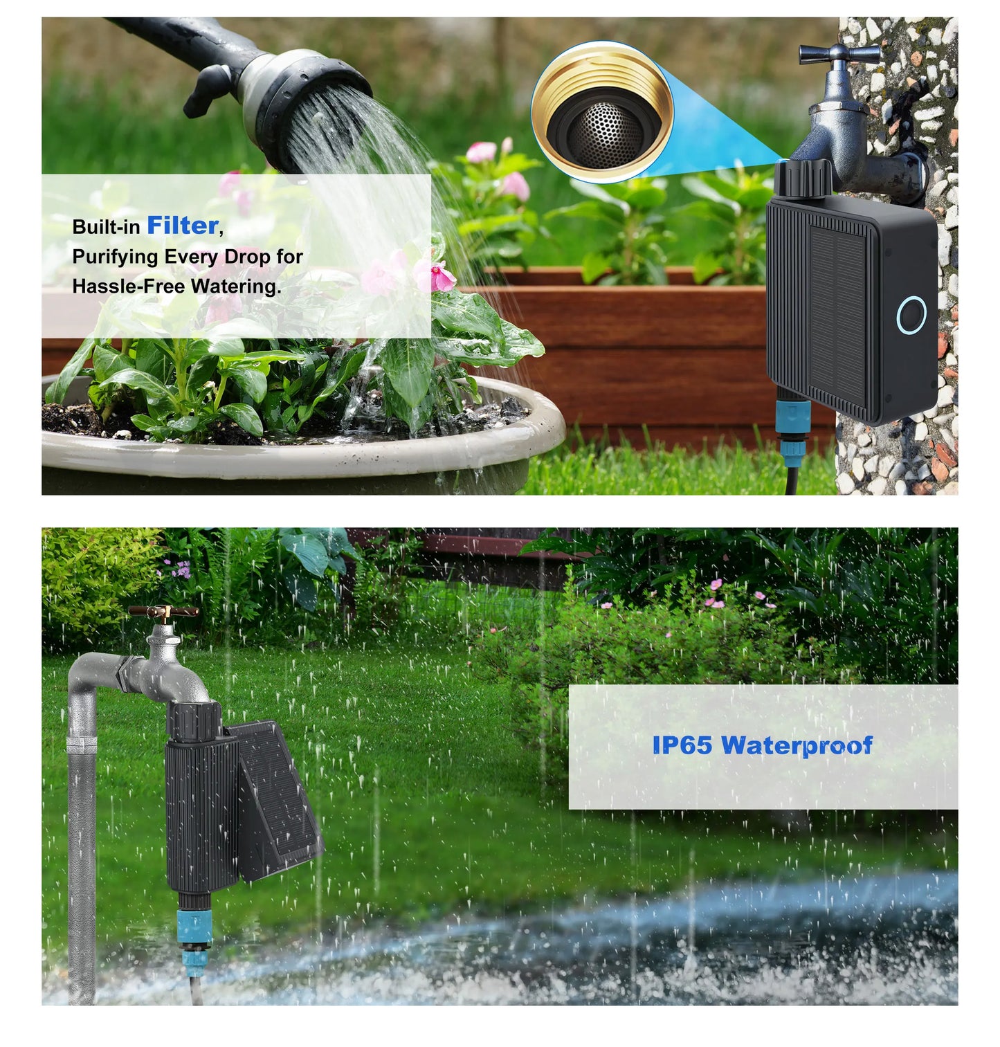 GIRIER Tuya Smart Water Timer Solar Powered Wifi Hose Faucet Timer with Brass Inlet Programmable Sprinkler Timer No Hub Required