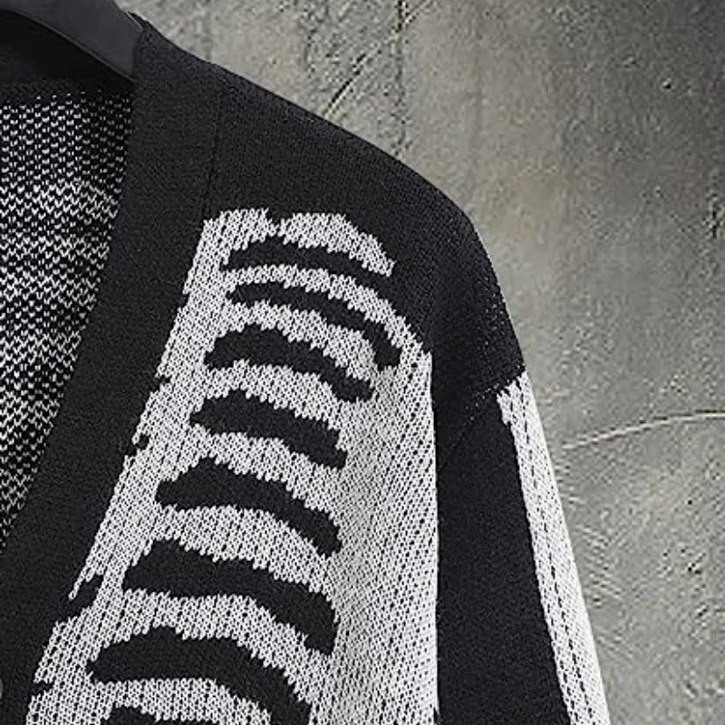 Autumn Winter Knit Sweater Coat 2026 Halloween Skull Knitted Cardigan Women Loose Female V Neck Coat Long Sleeve Tops Jacket