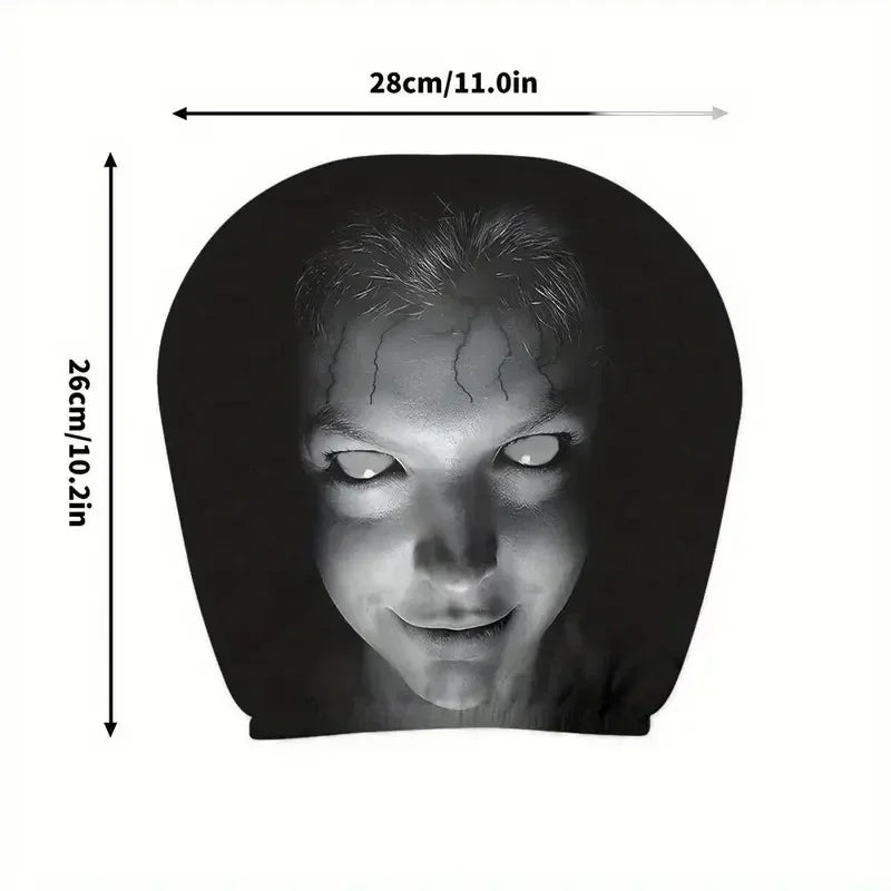 2Pcs Halloween Horror Face Printing Car Headrest Covers Universal Elastic Car Seat Headrest Cover