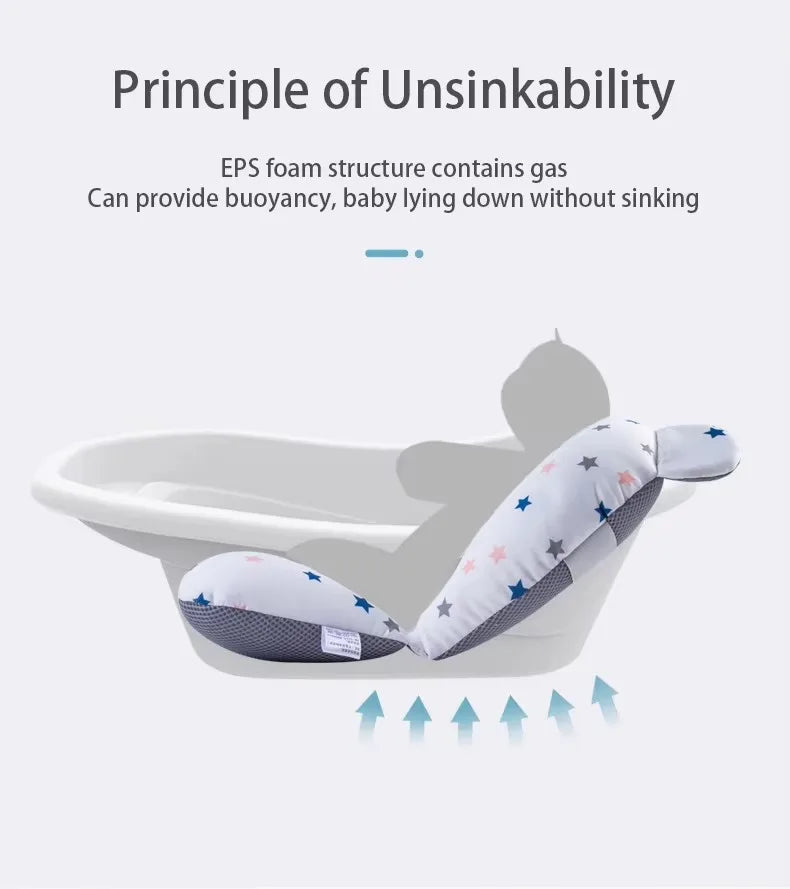 PANGDUBE Baby Bathtub Pad Newborn Bath Support Cushion Adjustable Reclining Shower Seat Bathtub Float for Infants 0-12 Months