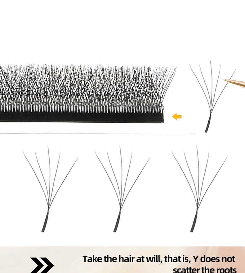 MENGLUKE 5D W Shaped Bloom Automatic Flowering Premade Fans Eyelashes Extensions Natural Soft Light High Idividual Lashes