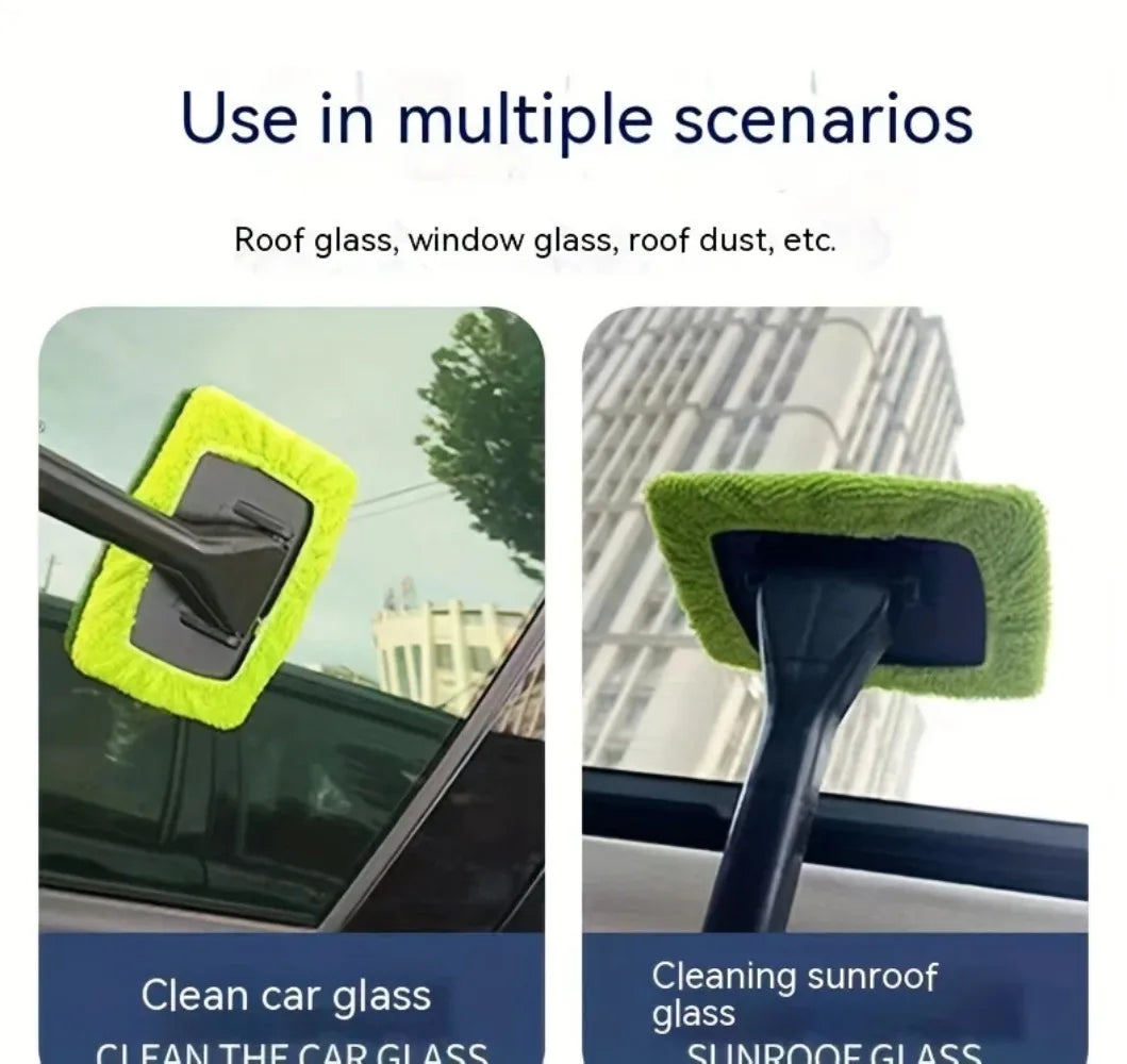 Car Front Windshield Cleaning Brush Interior Dust Removal Window Scraping Towel Sponge And Scratch Free Cleaning Tool Set