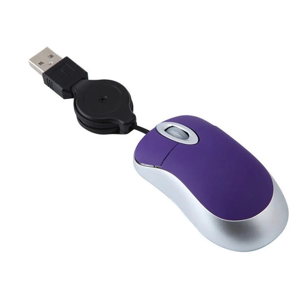 Mini USB Mouse with 4-70cm Extension Cords Optical Mice 1000dpi 3 Buttons for PC Computer Laptop Portable Stretchable USB Mouse