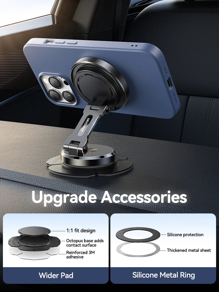 Joyroom Magnetic Car Phone Mount Holder Charger with Rotatable Charging Panel 15W Fast Wireless Charging Magnetic Phone Mount