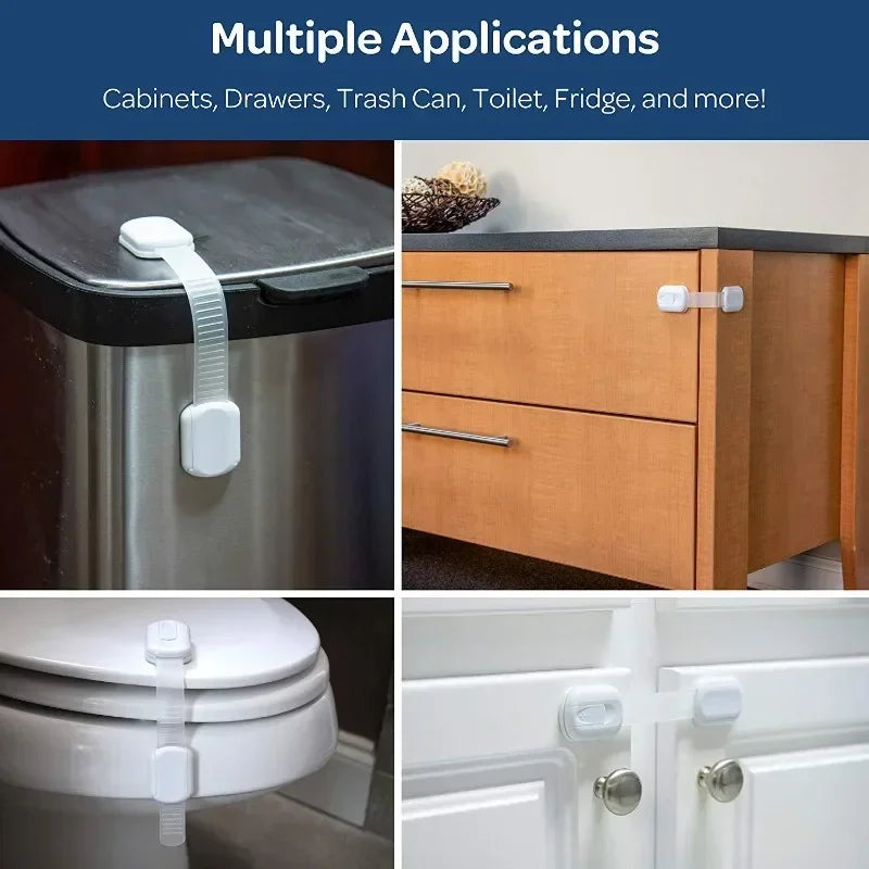 Baby Safety Lock Drawer Child Safety Cabinet Locks  Baby Safe Straps Adhesive Cabinet Drawer Door Latches  baby safety