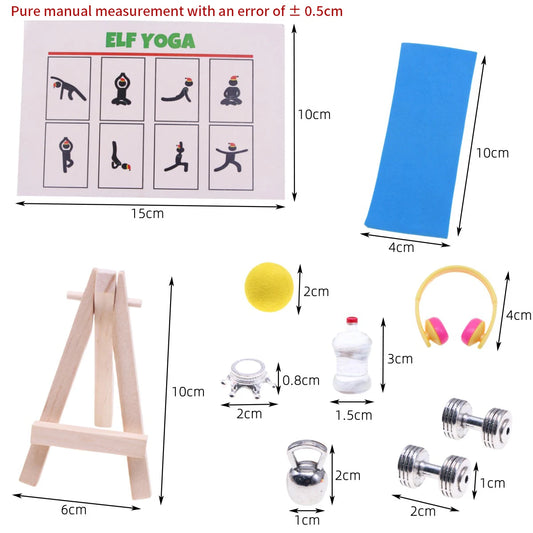 Dollhouse Mini Sports Equipment Model BJD Doll Miniature Gym Scene Decor Accessories Simulation Alloy Dumbbell Mini Yoga Mat