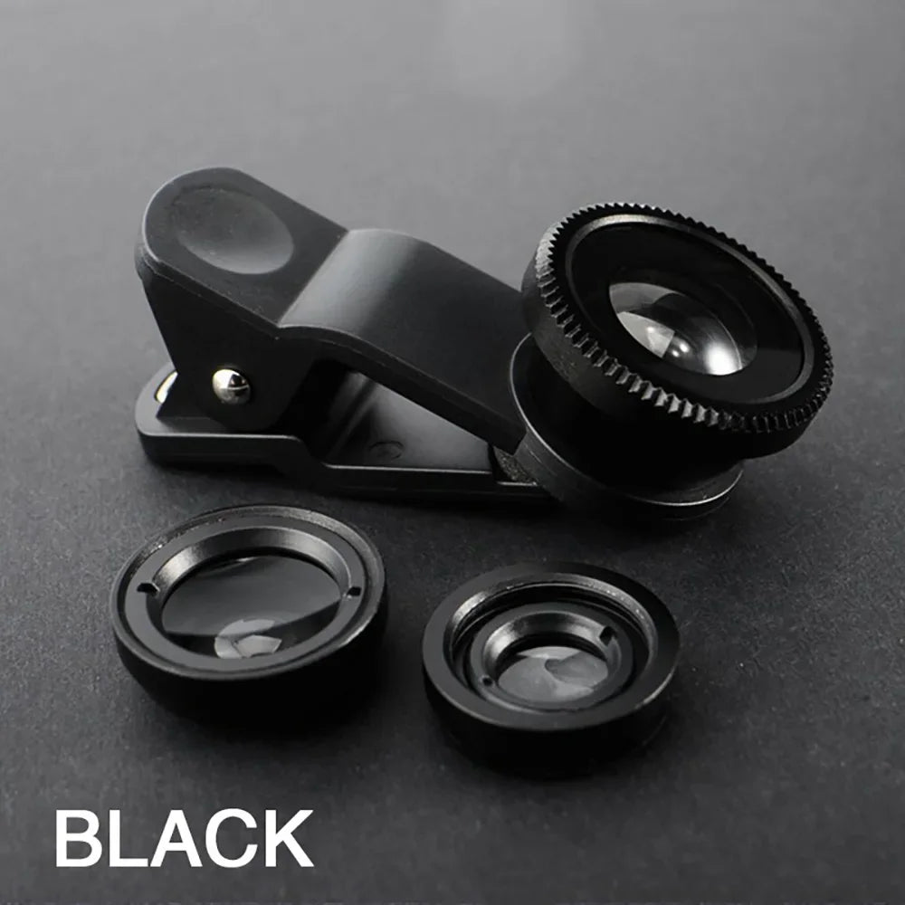 3 in 1 Fisheye Phone Lens 0.67X Wide Angle Zoom Lens Fish Eye Macro Lenses Camera Kits With Clip for iPhone Xiaomi Smart Phone