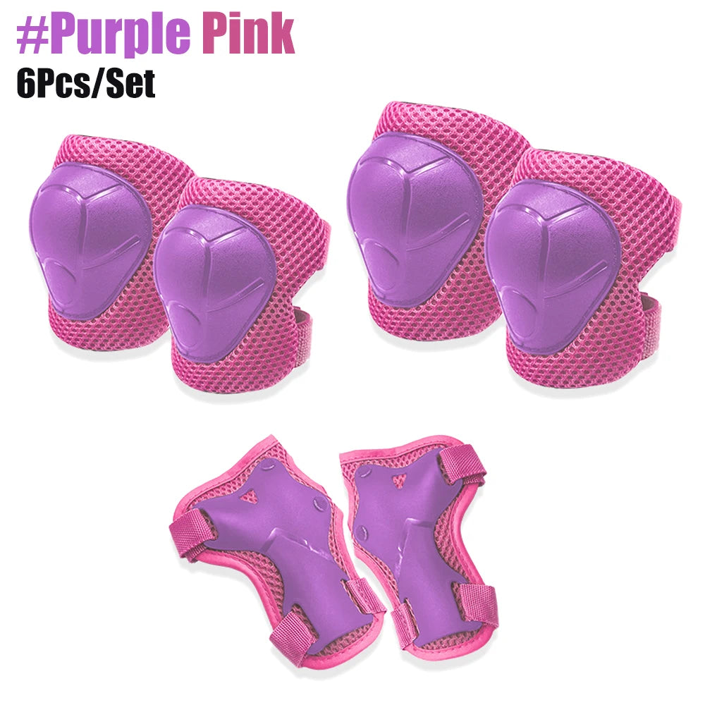 6PCS Kids Protective Gear Set Knee Pads for  3-14 Years Toddler Knee & Elbow Pads with Wrist Guards 3 in 1 for Skating Cycling