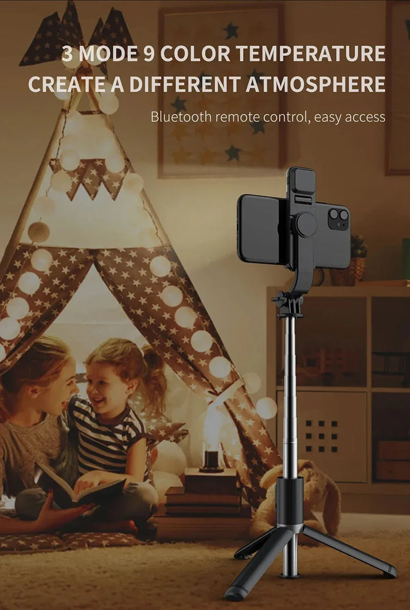 New Selfie Stick 1045mm Wireless Bluetooth Remote Shutter LED Fill Light Extended Stable tripod for Android IOS Cellphone