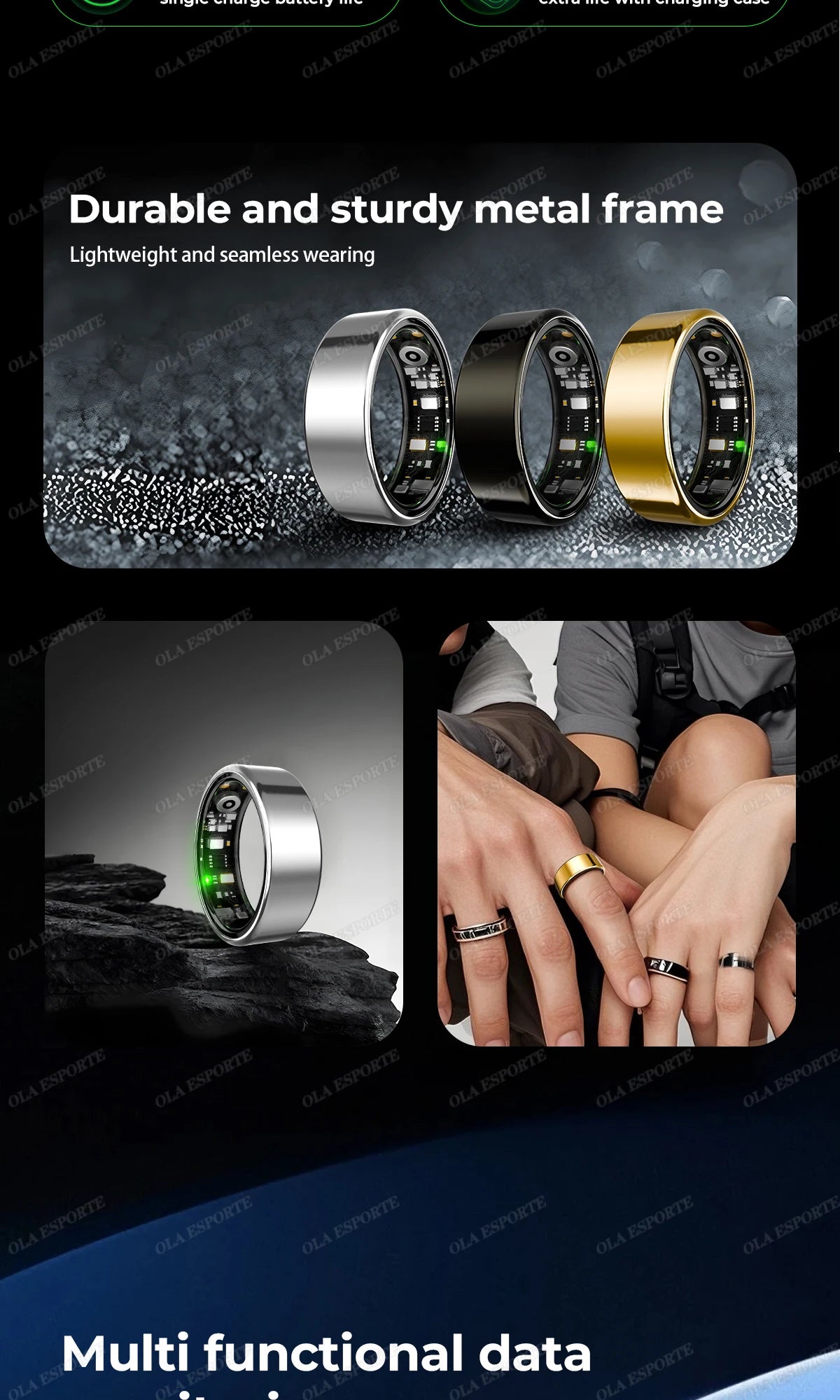 New Smart Ring Blood Oxygen Heart Rate Sleep Monitor Sports GPS Tracking Remote Care 10ATM Waterproof Men Women Smartring