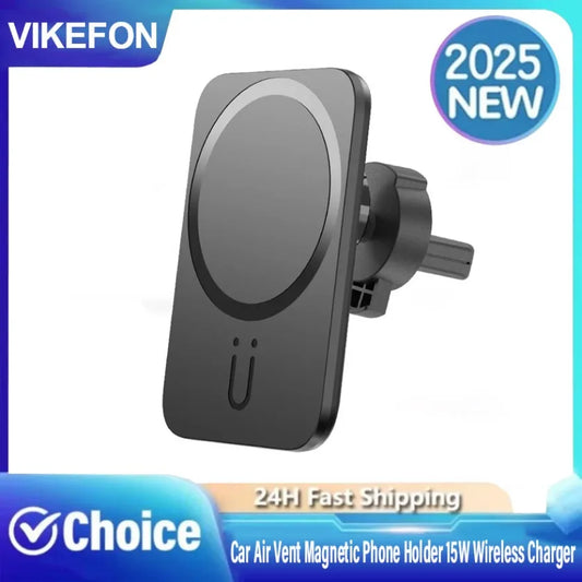 Car Air Vent Magnetic Phone Holder 15W Wireless Charger For Magsafe iPhone 16 15 14 13 12 Pro Max Auto Fast Charging Pad