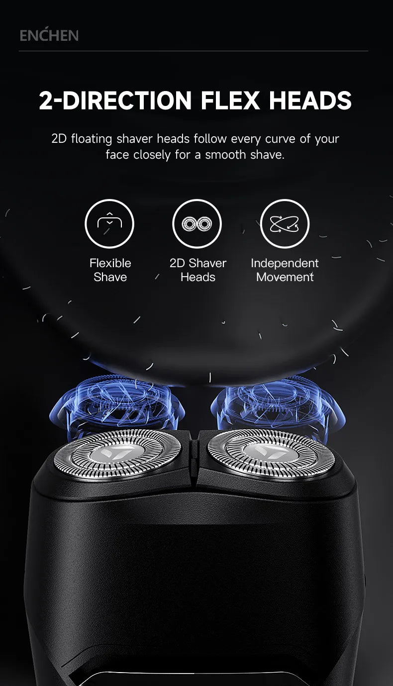 ENCHEN K3 Electric Shaver WIth 2-Direction Flex Heads Type-C Charging Port And Detachable Shaver Head Easy To Clean