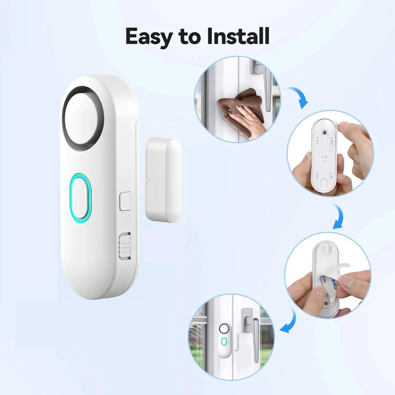 Wireless Door Window Alarm with Remote Control, 3 Modes (Welcome/Door Open/Alarm), Double-Sided Tape Mounting Installation,