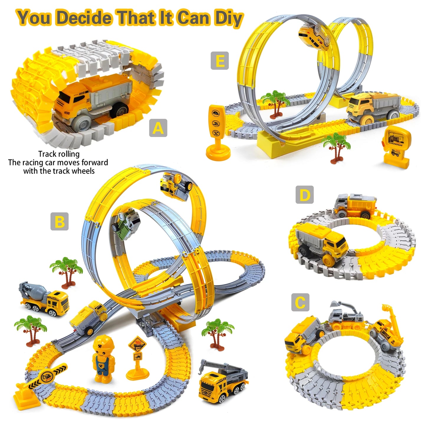 Kids Electric Track Toy Engineering Mini Car Boy Toys Track Car Train Educational Toys for Children Birthday Christmas Gifts