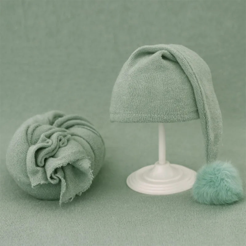 Baby Hat Newborn Photography Props Blanket Wrap Baby Fur Ball Knitted  Beanie Hat Baby Photo Shoot Accessories