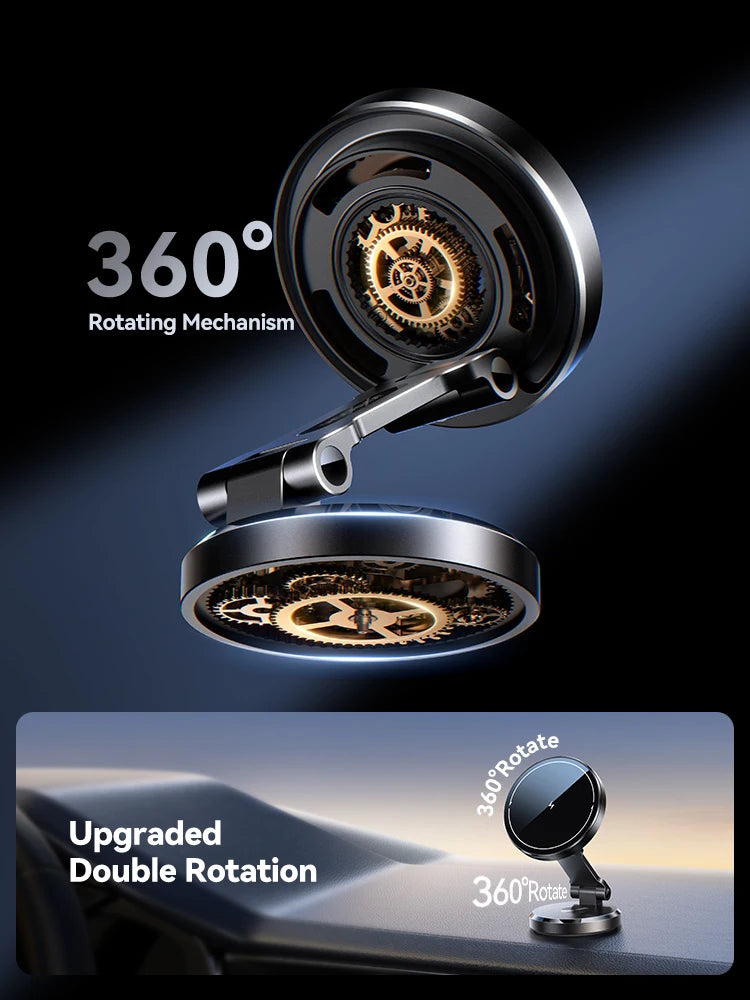 Joyroom Magnetic Car Phone Mount Holder Charger with Rotatable Charging Panel 15W Fast Wireless Charging Magnetic Phone Mount