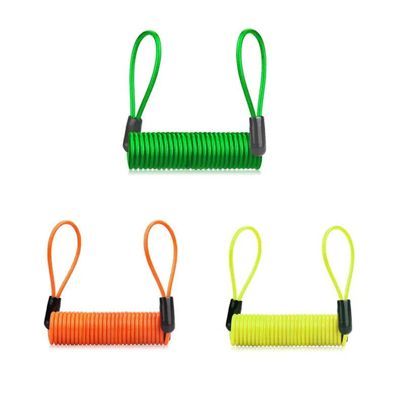 1.5m Bike Spring Cable Lock Anti Theft Rope Alarm Disc Lock For Motorcycle/Bike Scooter Security Reminder Protection Accessories