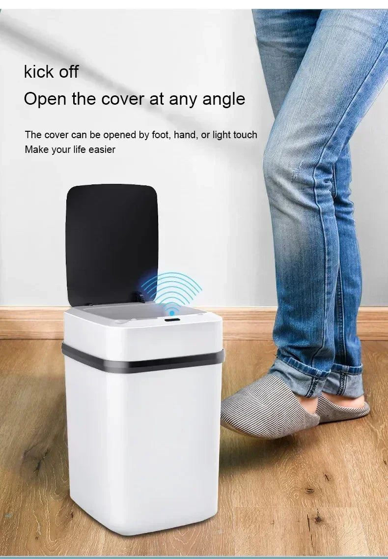 Bathroom sensor trash can, kitchen trash can, 13L large capacity, bathroom smart trash can, fully automatic smart trash can.