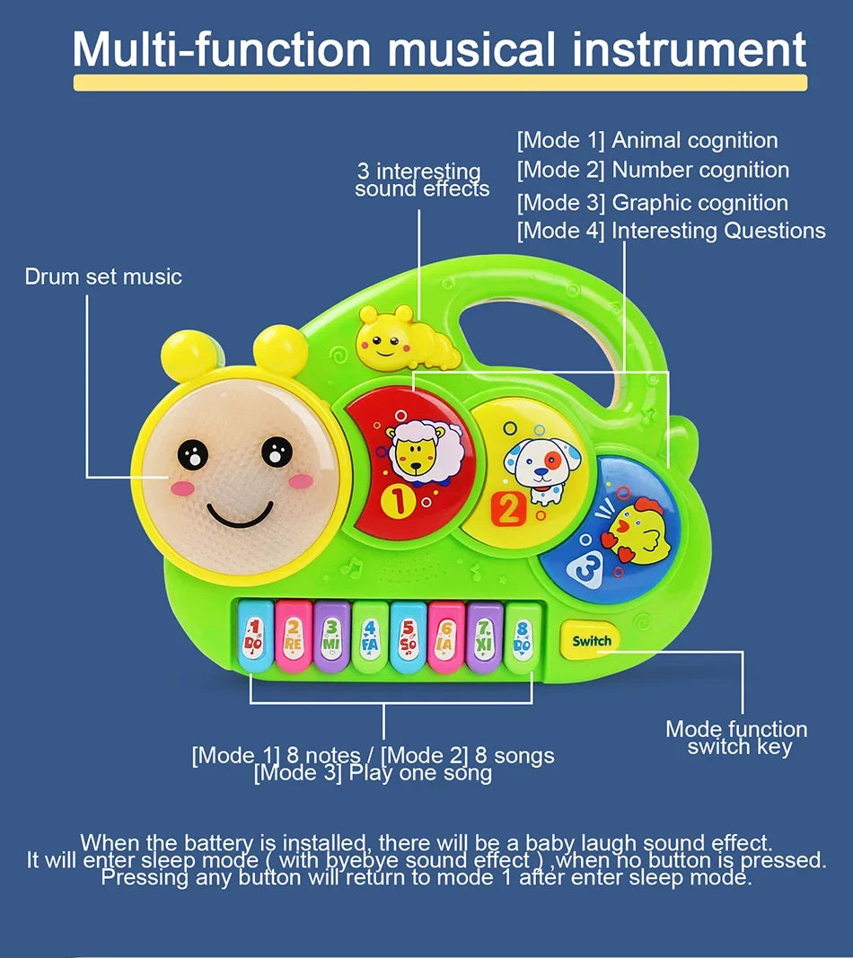 Baby Musical Toy with Animal Sound Kids Piano Keyboard Electric Flashing Music Instrument Early Educational Toys for Children