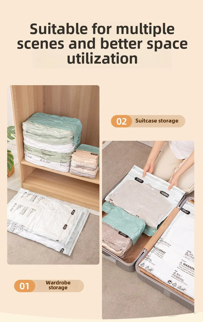 Vacuum Compression Bag No Pumping Clothes Quilt Storage Home Bag Large 3D Vacuum Compression Bags