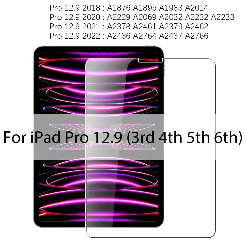 Tempered Glass Screen Protector For iPad Air 5 4 Pro 13 11 12.9 Ipad 9th Gen 10th 8th 7th 6th 5 Mini 6 10.5 9.7 M4 M2 Film
