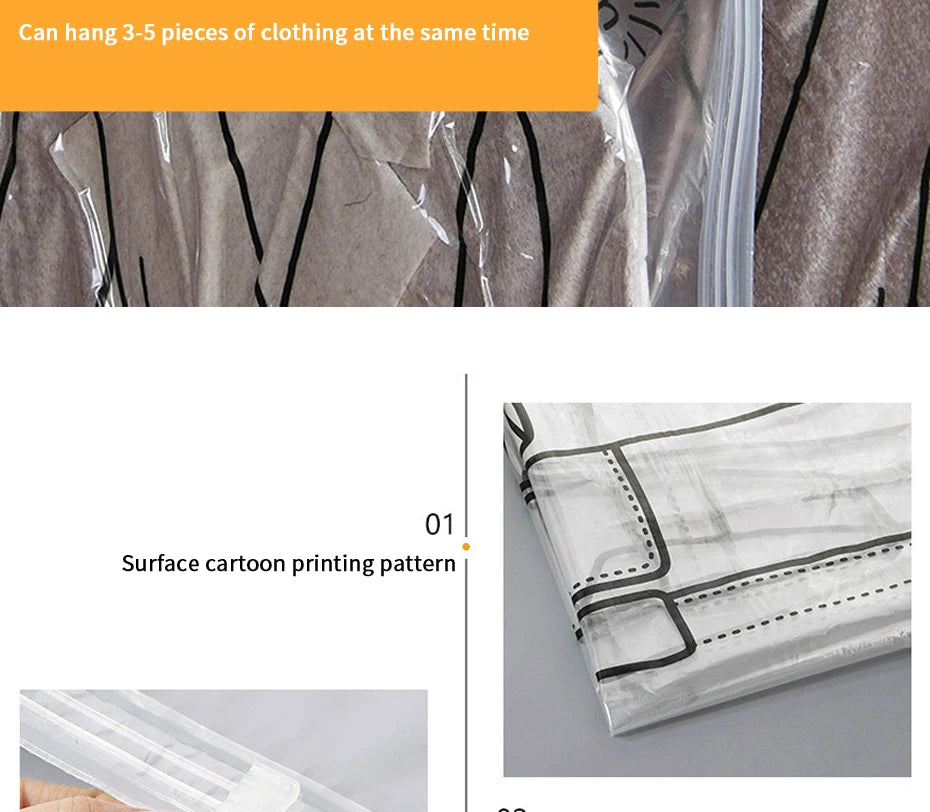 Hanging Vacuum Storage Bags Space Saver Bags Vacuum Seal Storage Bag for Suits Dress Coats Jackets Closet Organizer and Storage