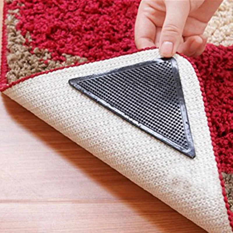 1-5set  Triangle Non Slip Rug Grippers Reusable Anti Slip Carpet Pads Rug Corner Gripper For Tile Floors Carpets Corners Mat