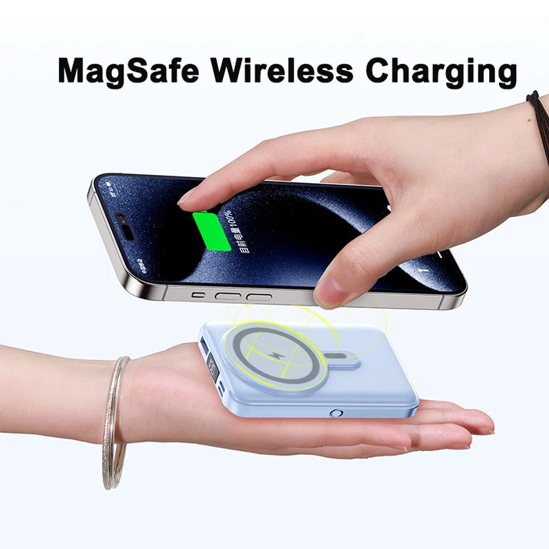 New 200000mAh Magnetic Wireless Power Bank with Phone Holder Portable Charger Fast Charging Battery for IPhone Magsafe PowerBank