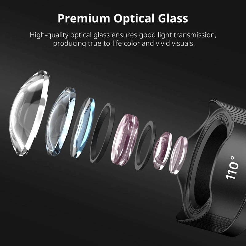 Ulanzi Universal Mobile Lens 75mm Macro/8mm Fisheye/16mm Wide-Angle/60mm Telephoto Phone Lens for Photography Videography