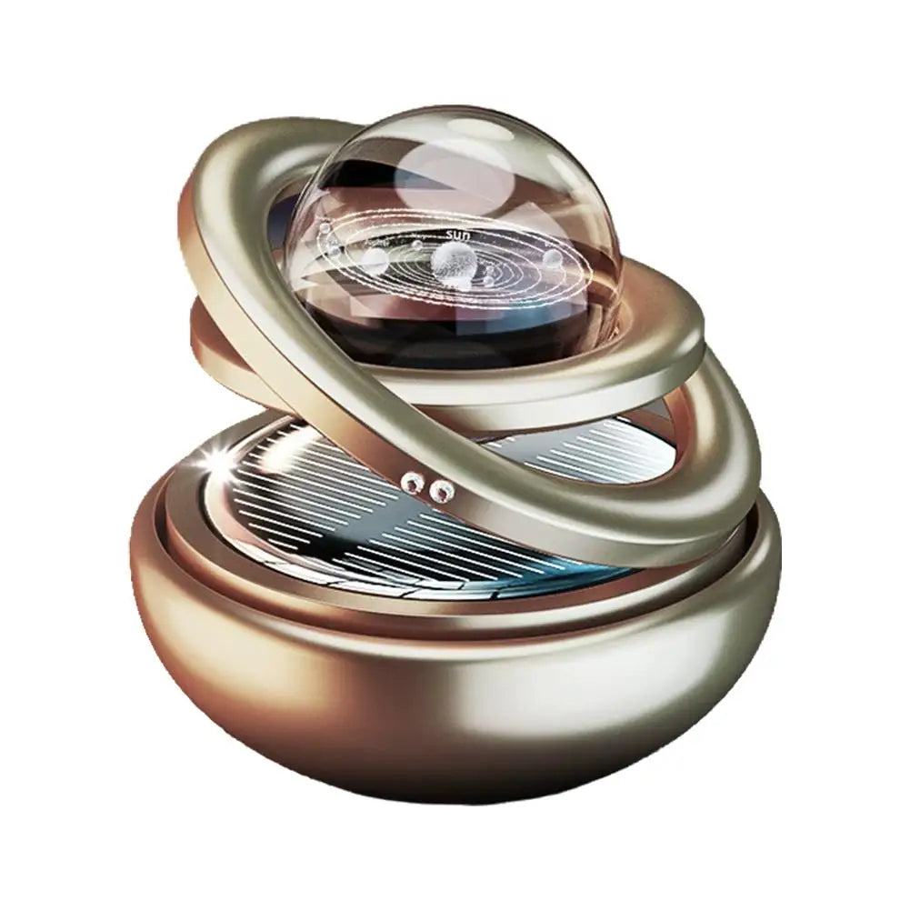 Car Air Freshener Solar Energy Air Purifier With incense tablets Autorotation Interstellar Ball Double Ring Suspension Decor