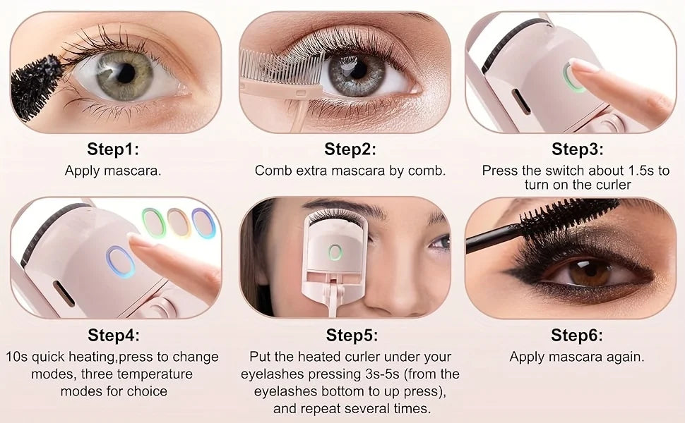 New Rechargeable Electric Eyelash Curler with ABS Craftsmanship Easily Curl Eyelashes All Day Long with Portable Eyelash Curler