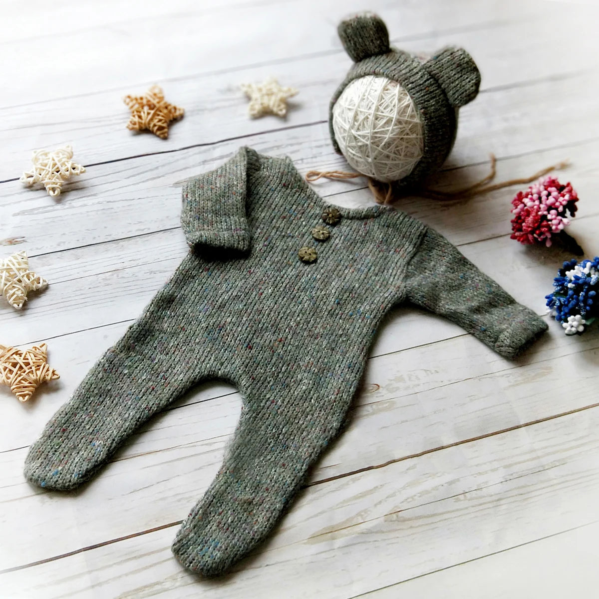 Baby Costume Photography for Newborns Photo Props Bebe Accessories Boy Clothes Romper Knitted Hat Studio 0-3 Months Suit items