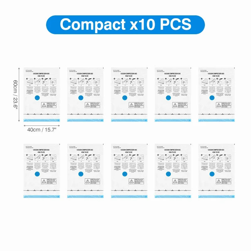 Travel Vacuum Storage Bags with Cordless Electric Pump 8-18Pc Space Saver Bag for Clothes Comforter Blanket Compressed Organizer