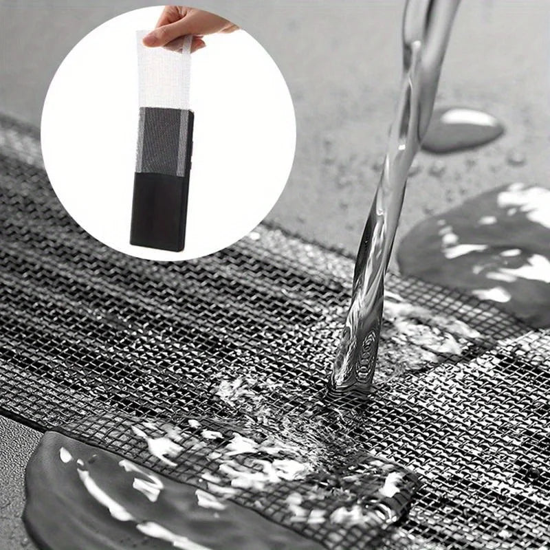 Shower Drain Hair Catcher Self-Adhesive,Disposable Mesh Sink Strainer Filter for Bathroom Floors Cutable,Waterproof,Mildew