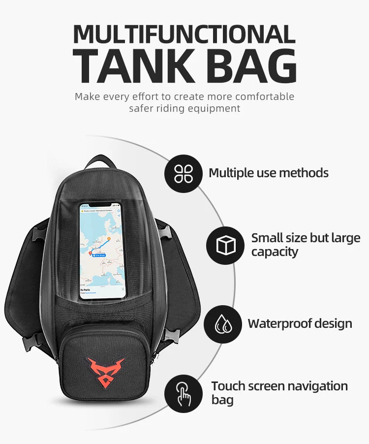 Waterproof Magnetic Motorcycle oil Fuel Tank Bag Navigation Universal Motorbike Riding Cycling Tool Backpack Portable