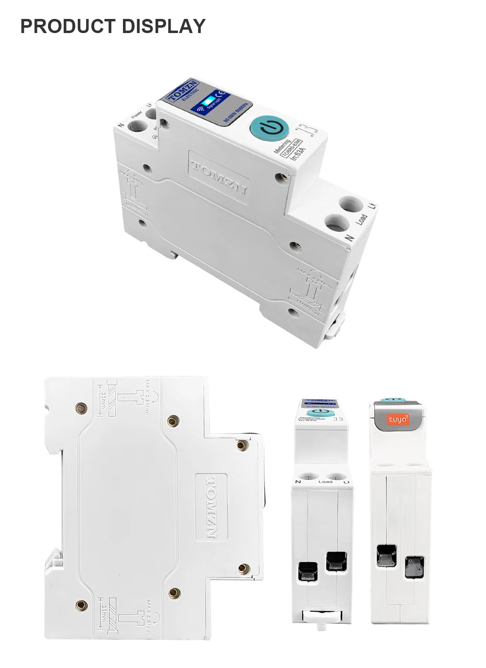 TUYA smartlife 1- 63A TOMZN 1P+N WIFI Smart Switch Energy Meter Kwh Metering Monitoring Circuit Breaker Timer Relay MCB