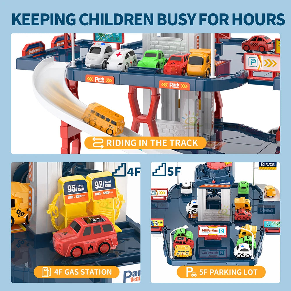DIY Children's Parking Toy City Car Parking Lot Building Assembly Multi-Layer Rail Track Slot Garage Toys for Children Boy Gifts