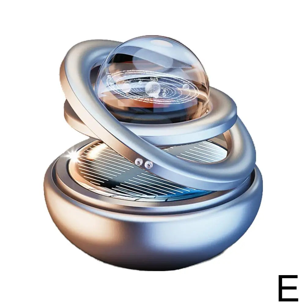 Car Air Freshener Solar Energy Air Purifier With incense tablets Autorotation Interstellar Ball Double Ring Suspension Decor