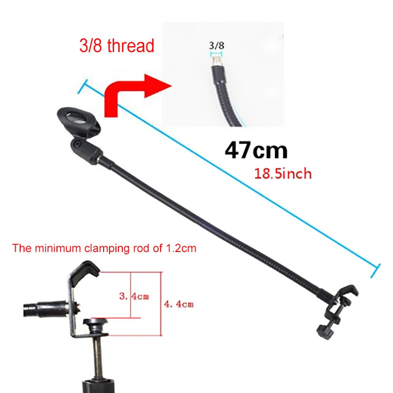 Flexible Microphone Gooseneck phone Stand with Desk Clamp for Radio Studio Live Broadcast Equipment Stations Universal Holder