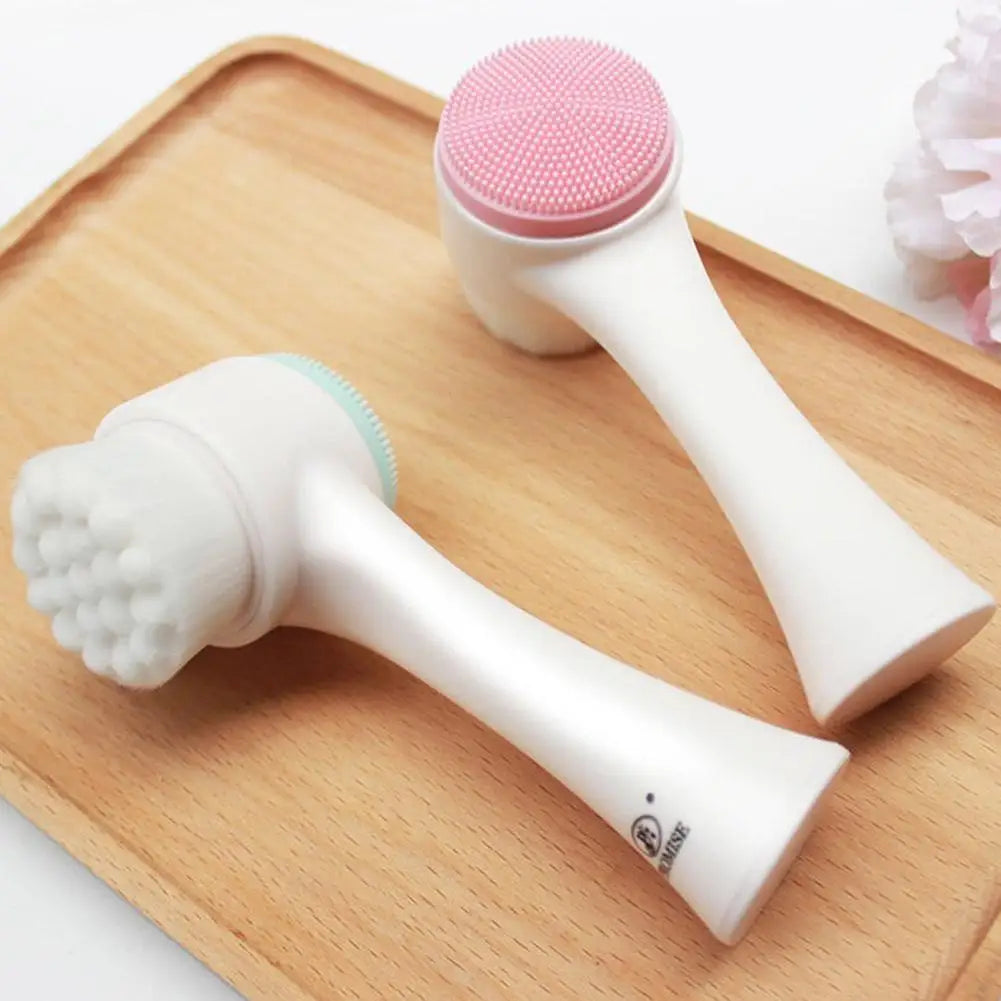 3D double sided silicone Face Cleansing Brush Soft Bristles Exfoliator Gentle Face washing and scrubbing tool