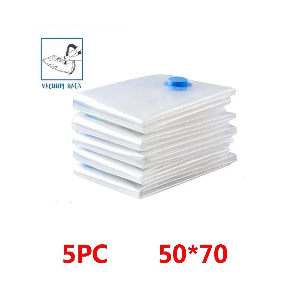 1/5 Pack Vacuum Storage Bags, Space Saver Bags Compression for Comforters and Blankets, Sealer Clothes Travel Packing Organizer