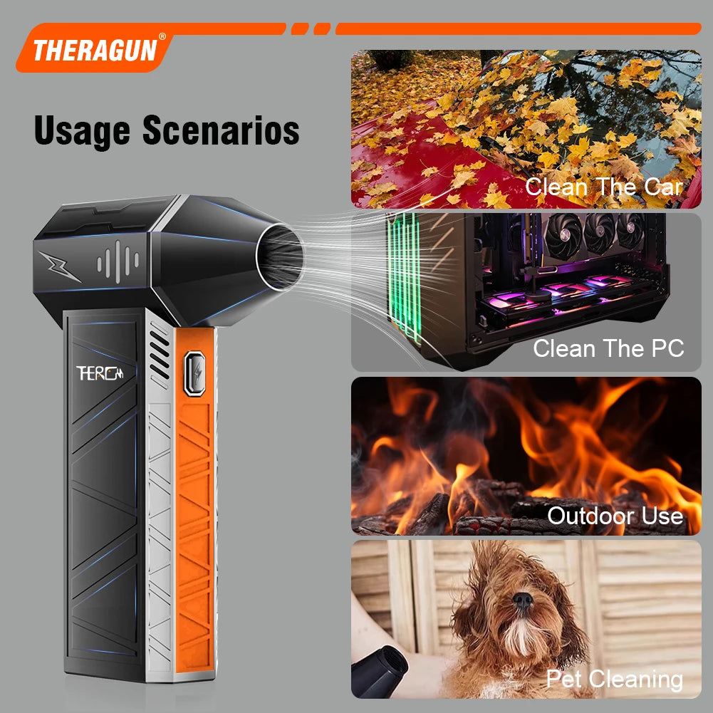 X3Pro Mini Turbo Fan Jet ,150,000RPM Powerful Hair Dryer, Portable Rechargeable Electric Duster for Car/PC/Home Cleaning。