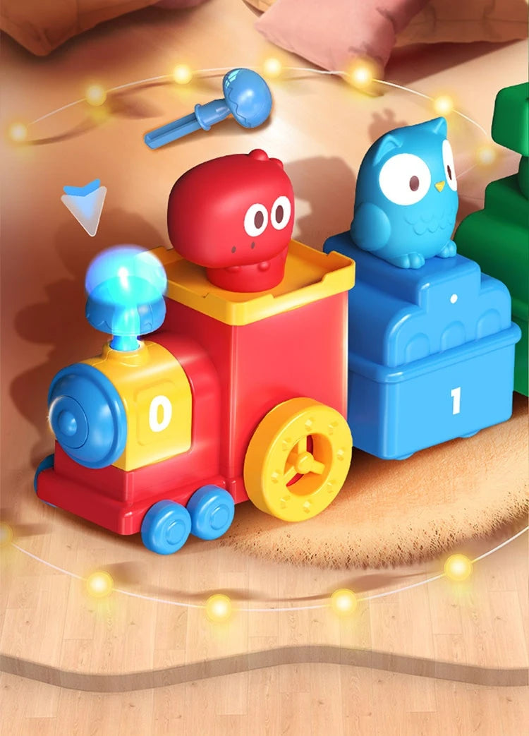 Children Electric Track Train Toy Steam Rail Car with Light&Music Mini Engineering Car Set Kids Puzzle Boy Toys Xmas Gifts