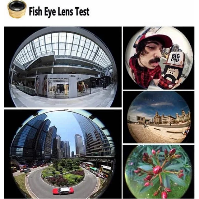 3in1 Fisheye Lens Wide Angle Micro Camera Lens for iPhone 16 15 14 13 11 Zoom Fish Eye Len for Smartphone Lenses with Phone Clip