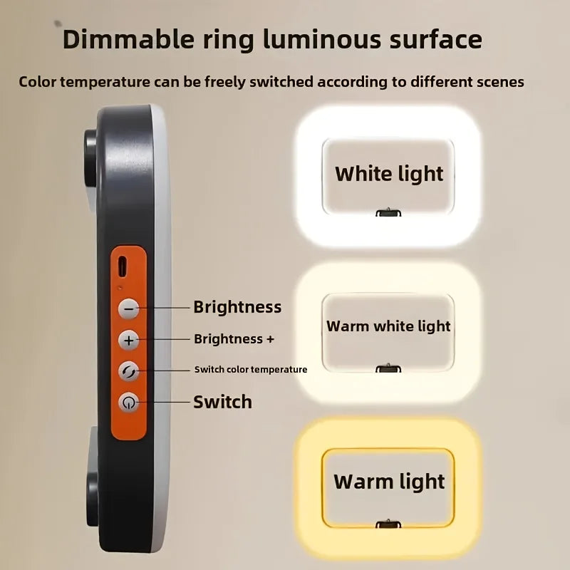 Portable Handheld LED Ring Fill Light USB Rechargeable Selfie Lamp for Phone Camera Makeup Live Broadcast Tiktok YouTube Video
