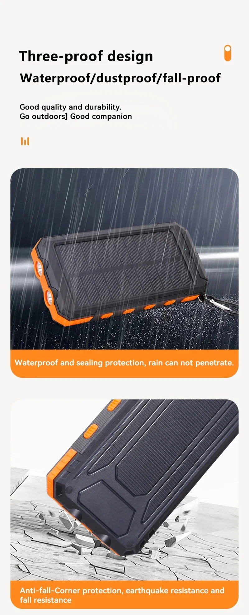200000mAh Solar Power Bank Portable Large Capacity Charger Compatible with IOS Android USB-A and USB-C Fast Charging
